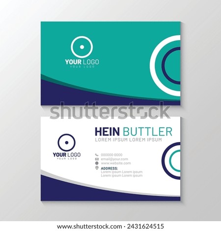 Modern simple light business card template with flat user interface design