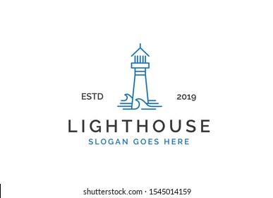 Modern Simple Lighthouse Coastal Beach Logo Stock Vector (Royalty Free ...