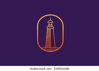 Modern simple lighthouse coastal beach logo design vector graphic