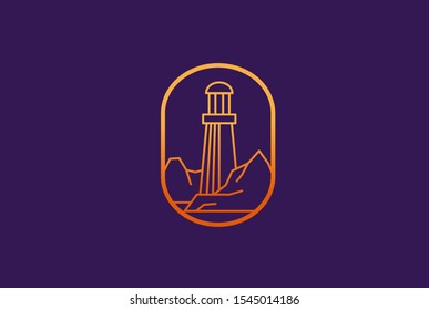 Modern simple lighthouse coastal beach logo design vector graphic