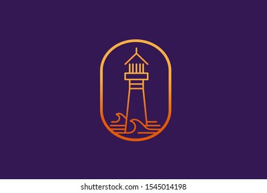 Modern simple lighthouse coastal beach logo design vector graphic