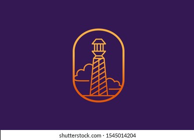 Modern simple lighthouse coastal beach logo design vector graphic