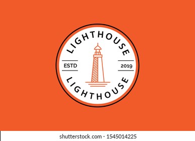 Modern simple lighthouse coastal beach logo design vector graphic