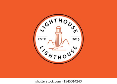 Modern simple lighthouse coastal beach logo design vector graphic
