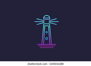 Modern simple lighthouse coastal beach logo design vector graphic