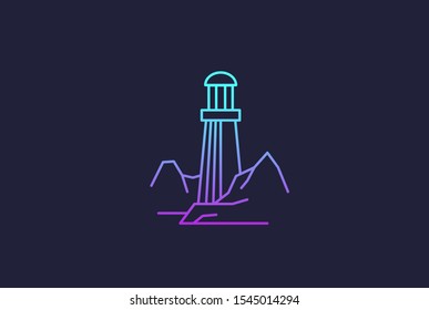 Modern simple lighthouse coastal beach logo design vector graphic