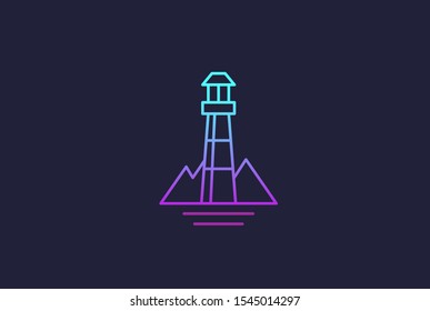 Modern simple lighthouse coastal beach logo design vector graphic