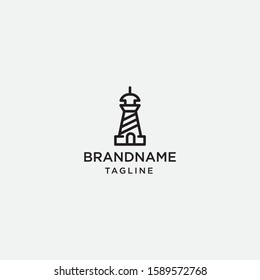 Modern simple lighthouse coastal beach logo design vector graphic