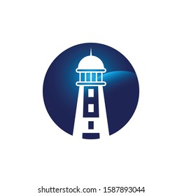 Modern simple lighthouse logo design vector graphic