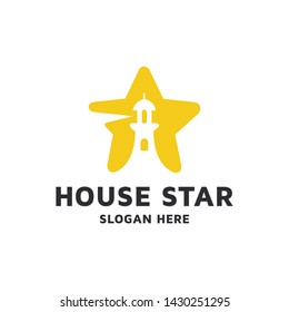 modern simple lighthouse star logo design 