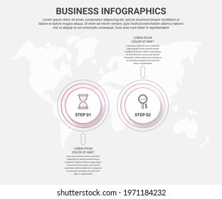 Modern and simple line vector illustration. Infographic template with two circles, elements, sectors and percentages. Designed for business, presentations, web design, interface 2 step diagrams