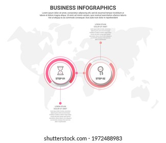 Modern and simple line vector illustration. Infographic template with two circles, elements, sectors and percentages. Designed for business, presentations, web design, interface 2 step diagrams