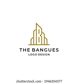 Modern and simple logo about letter B and building designed with geometric lines.
EPS10, Vector.