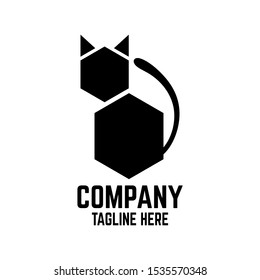 Modern is a simple logo of a black cat. Vector illustration.