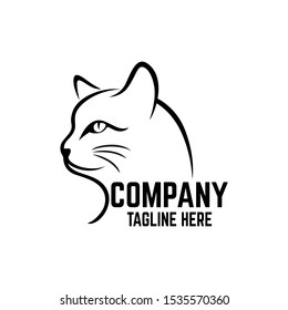 Modern is a simple logo of a black cat. Vector illustration.