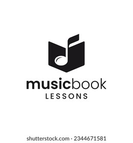 Moderna y sencilla combinación de libro y nota musical. Es adecuado para uso de logotipos musicales.