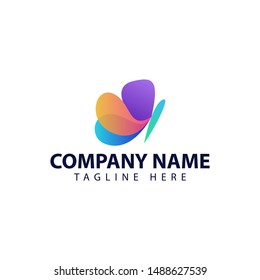 Modern and simple logo design for abstract butter fly with overlay style