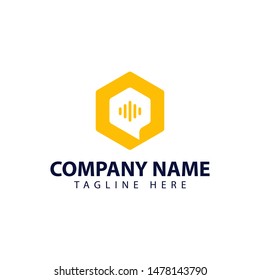 Modern and simple logo design for bubble chat and hexagon
