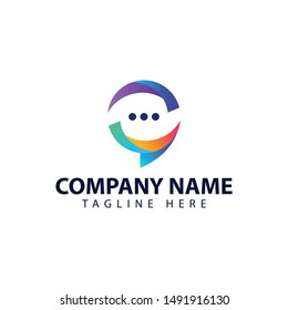 Modern and simple logo design for bubble chat with abstract style and colorful