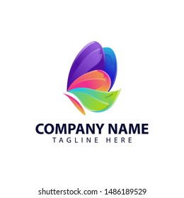 Modern and simple logo design for butterfly with abstract style and colorful