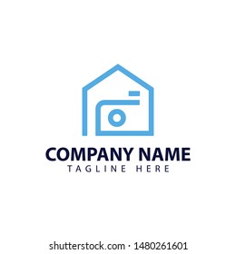 Modern and simple logo design for camera and house