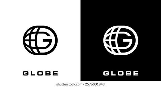 Modern and simple logo design combining the letter G and a globe.