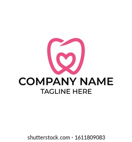 Modern and simple logo design for dental and love