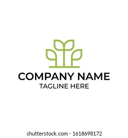Modern and simple logo design for simple leaf and plant