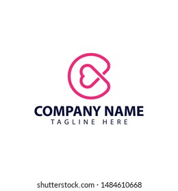Modern and simple logo design for letter C with love ribbon on it
