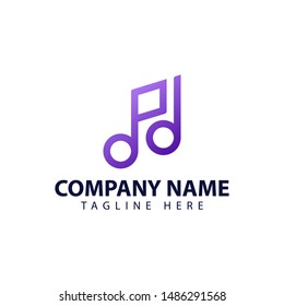 Modern and simple logo design for letter P and music note in abstract style