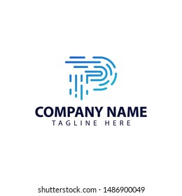 Modern and simple logo design for letter P and fingerprint 