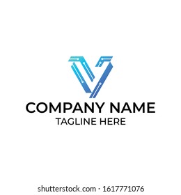 Modern and simple logo design for letter V