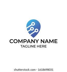 Modern and simple logo design for pin map and connection