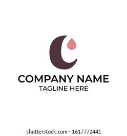 Modern and simple logo design for water drop and initial