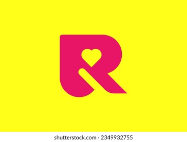 Modern and simple logo featuring the letter "R" gracefully intertwined with a love symbol, expressing affection and romance