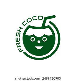 The modern and simple logo is in the form of a green coconut ready to drink. Suitable for industrial logos related to drinks, especially those related to coconut.