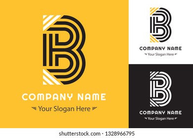 Modern Simple logo forming the letter B for Corporate Identity. design on yellow background. vector illustration.