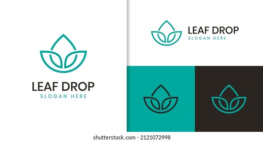 modern simple logo of leaf drop symbol vector icon for beauty, cosmetics, health care nature product label design template