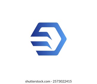 Modern and simple logo with the letter E and a hexagon. Suitable for digital technology companies.