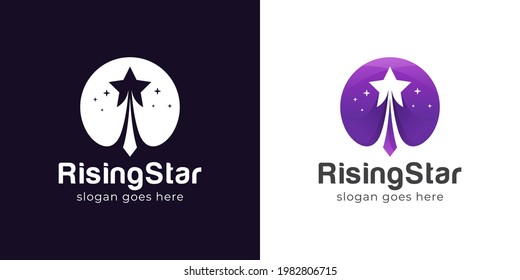 modern simple logo of rocket star or swoosh  rising star, reaching dream logo vector template