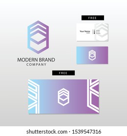 Modern simple logo template free business card front and back plus envelope template