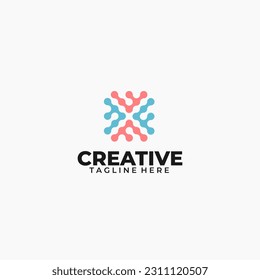 Modern simple logotype, colorfull technology initials logo, monogram logo concept 