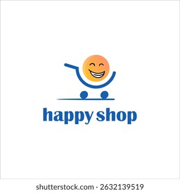 Diseño moderno del logotipo simple para el App al por menor con la idea de negocio del concepto del bolso de compras de la sonrisa icono colorido del Vector para el supermercado de la tienda del mercado y el comercio en línea