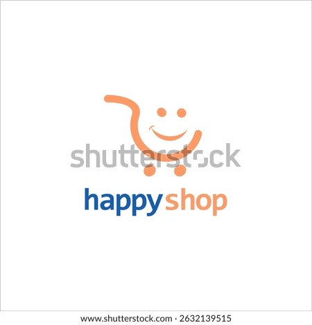 Modern simple logotype design for retail app with smile shopping bag concept business idea colourful vector icon for market store supermarket and online commerce