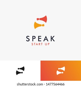 Modern Simple Loudspeaker Bubble Talk Communication logo design