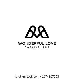 Modern simple love with M logo design