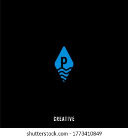 diseño moderno sencillo y mínimo de forma P logo carta concepto de diseño creativo