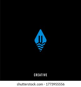 modern simple minimal shape U logo letter cretive design concept