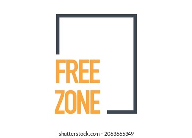 Modern, simple, minimal typographic design of a saying "Free Zone" in yellow and grey colors. Cool, urban, trendy graphic vector art with typography.