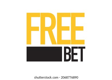 Modern, simple, minimal typographic design of a saying "Free Bet" in yellow and black colors. Cool, urban, trendy and graphic design.